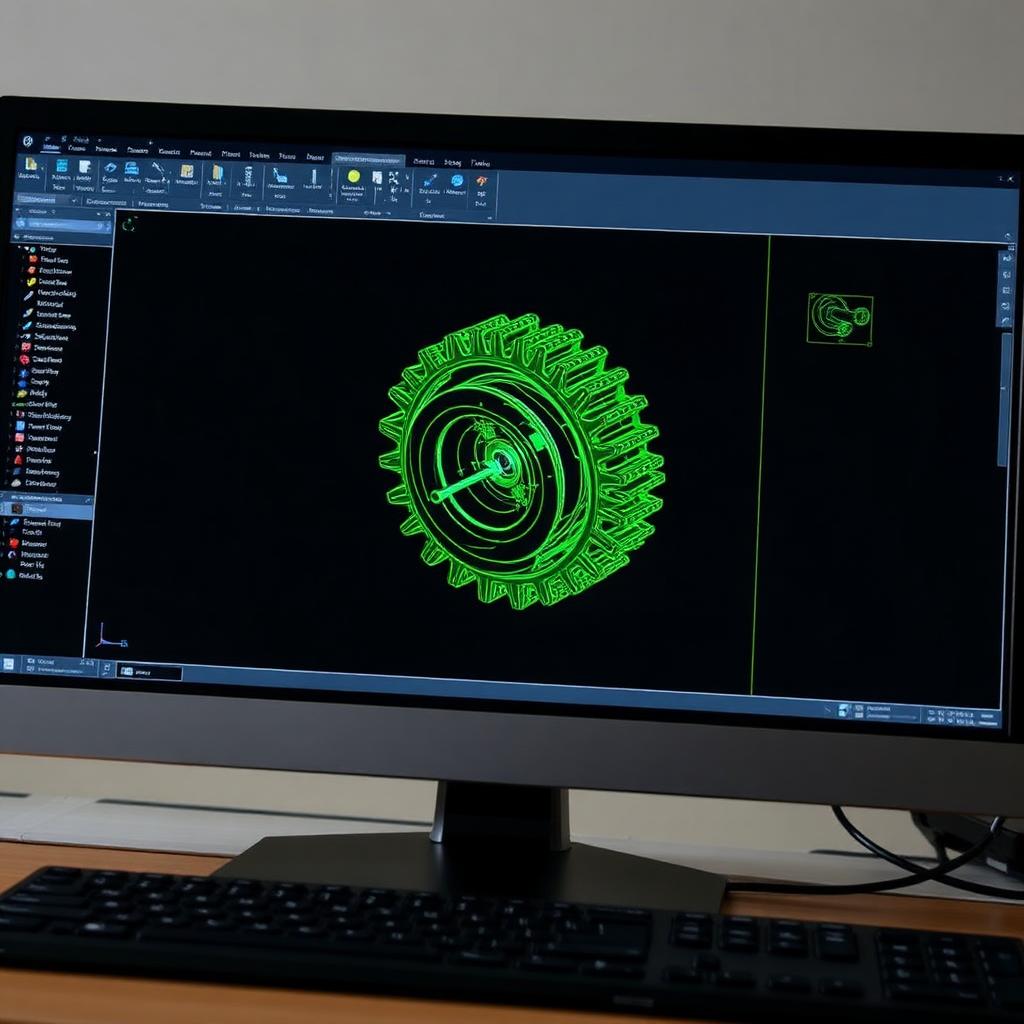 Modelagem CAD de engrenagem em wireframe