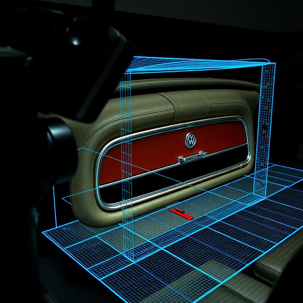 Digitalização 3D de moldura interna de veículo antigo